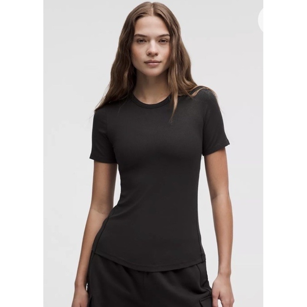 Lululemon Hold Tight Short Sleeve Shirt Womens 4 Black Ribbed Modal Tee NWT